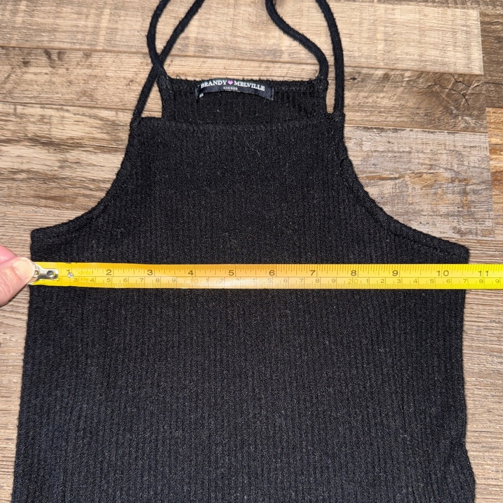 Brandy Melville Black Ribbed Skater Dress One Size A-Line Square Neck - Picture 7 of 8